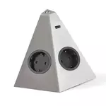 Розетка угловая TETRA USB накладная, цвет - нержавеющая сталь